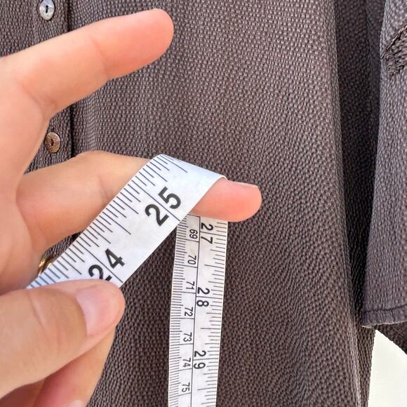 Citron Santa Monica Silk Blend Textured Brown Tunic Blouse 1X XL Top - Picture 10 of 10